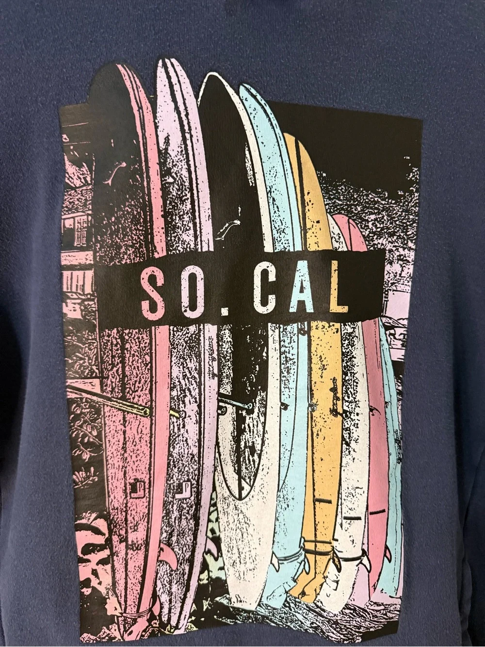 Aeropostale So Cal Surfboard Hoodie Mens M Navy Graphic Pullover Beach Coastal